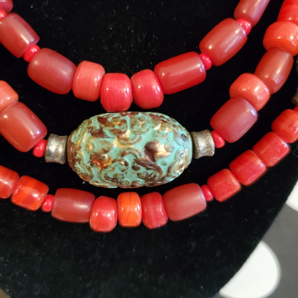 Chico's 20" triple strand beaded necklace